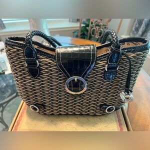 Brighton Black and Tan Shoulder Bag with Woven Design